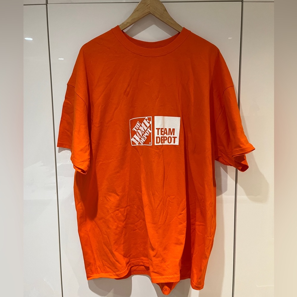 The Home Depot Shirt Men's Orange Crew Neck Tee Short Sleeve Size L